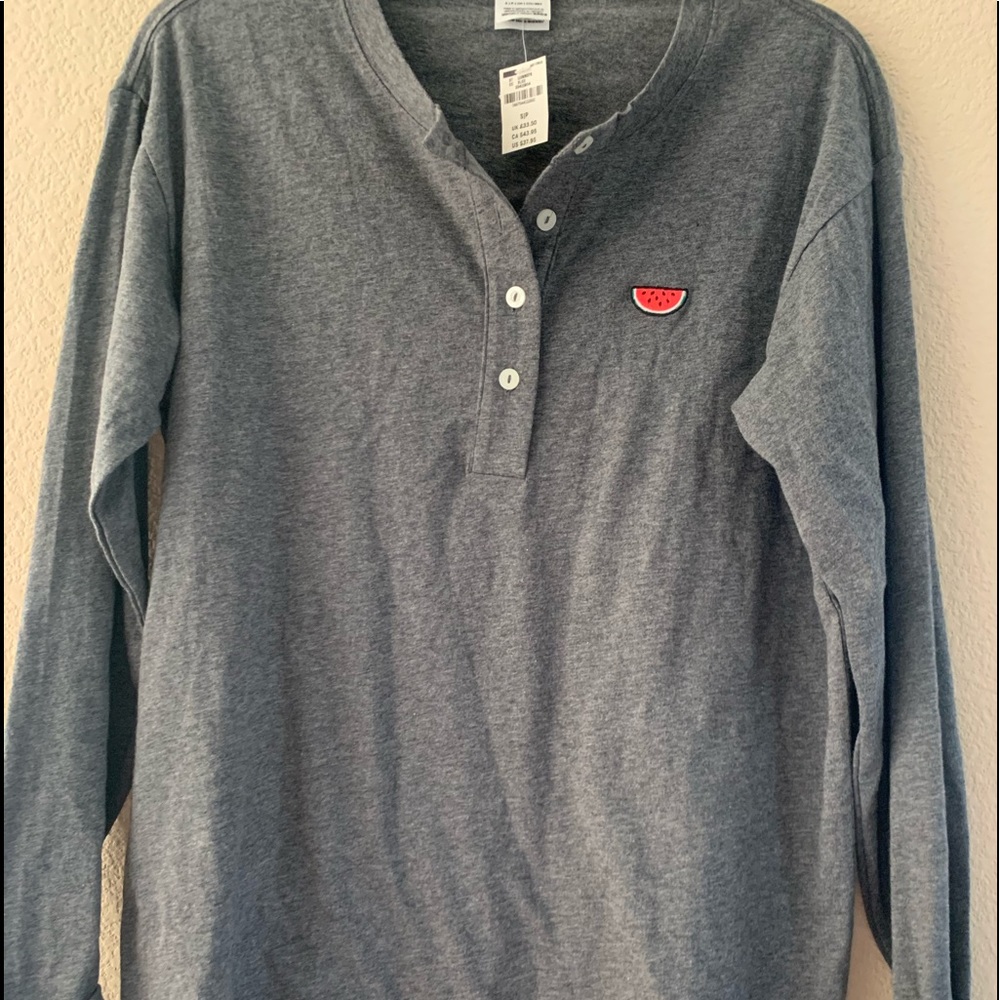 Victoria Secret PINK Grey Watermelon Henley Small